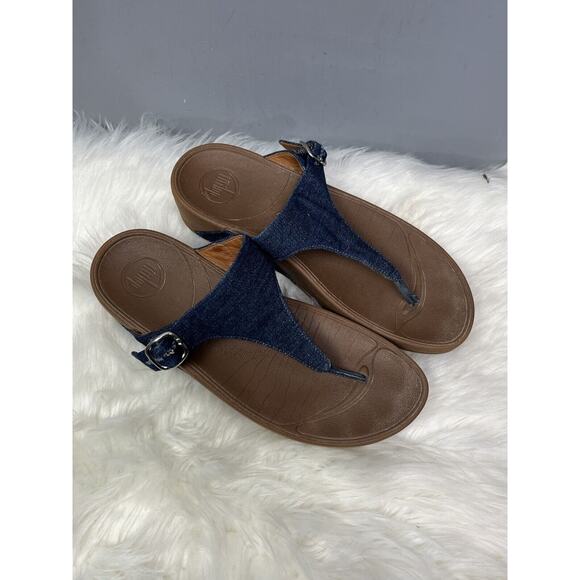 Fitflop The Skinny‎ 550-292 Denim Canvas Slippers Sandals Womens 10 - Picture 1 of 7